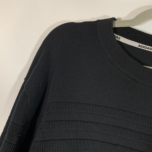 Adidas Black Knit Ribbed Side Slit Sweater Top - Picture 2 of 8